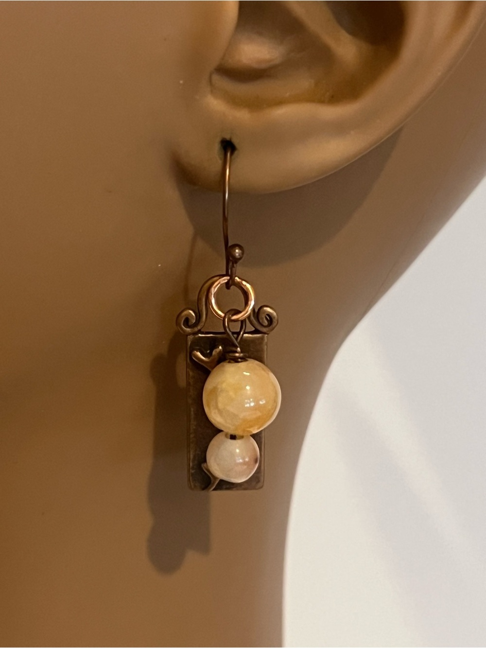Copper Drop with Agate Earrings